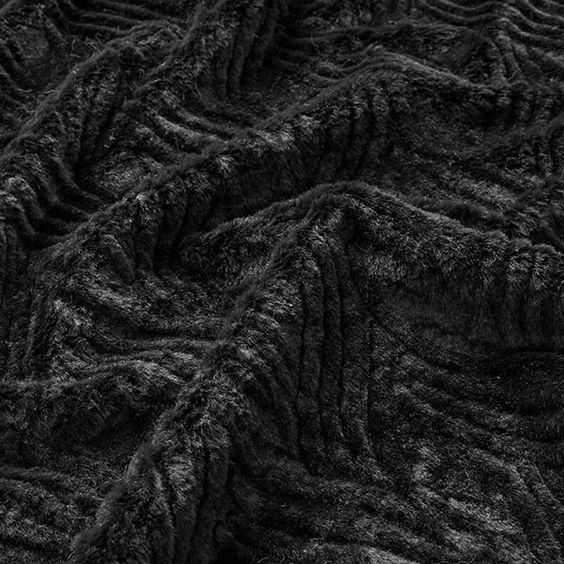Faux Fur wavy lines – black,  image number 2