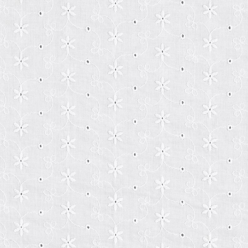 Cotton Batiste Broderie Anglaise flower tendrils – white,  image number 1