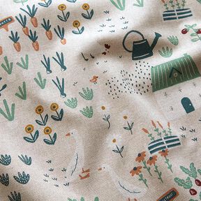 Decor Fabric Half Panama farmyard – natural/green, 