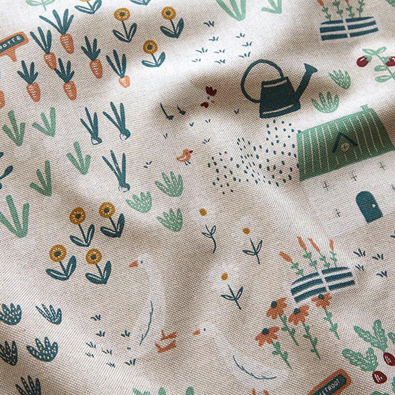Decor Fabric Half Panama farmyard – natural/green,  image number 2