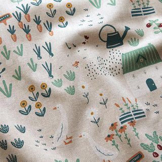 Decor Fabric Half Panama farmyard – natural/green, 