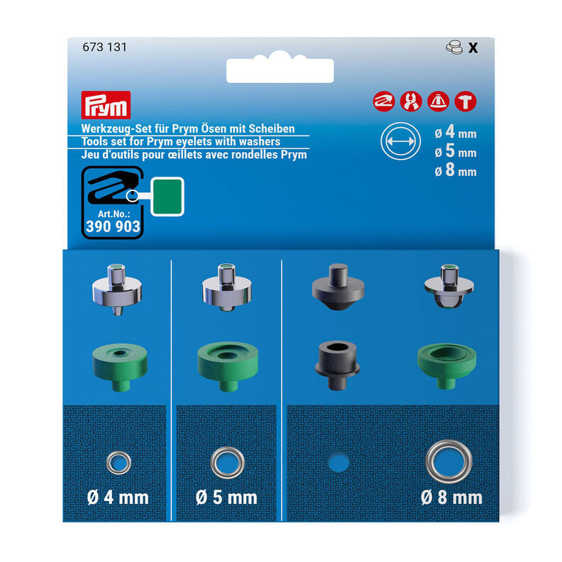 Eyelet Tool Set [Ø 4 + 5 + 8 mm] | Prym – metallic silver/green,  image number 1