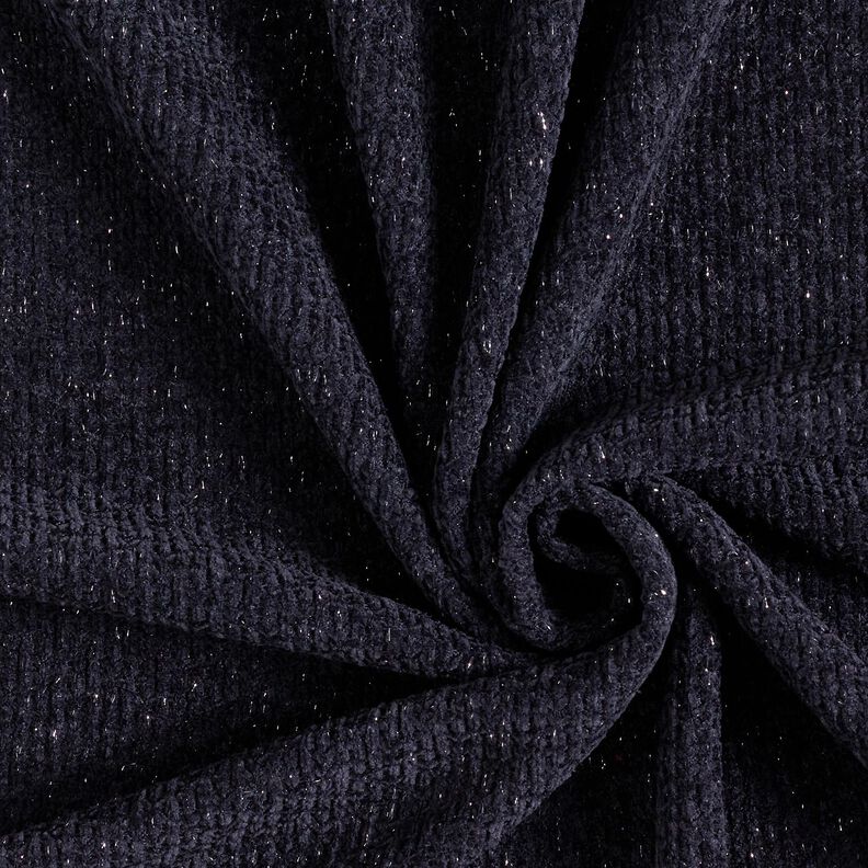 Chenille Knit Jacquard Glitter – blue-black/metallic silver,  image number 1