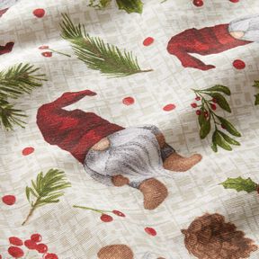 Decor Fabric Canvas Gnome with hat – light beige/dark red, 