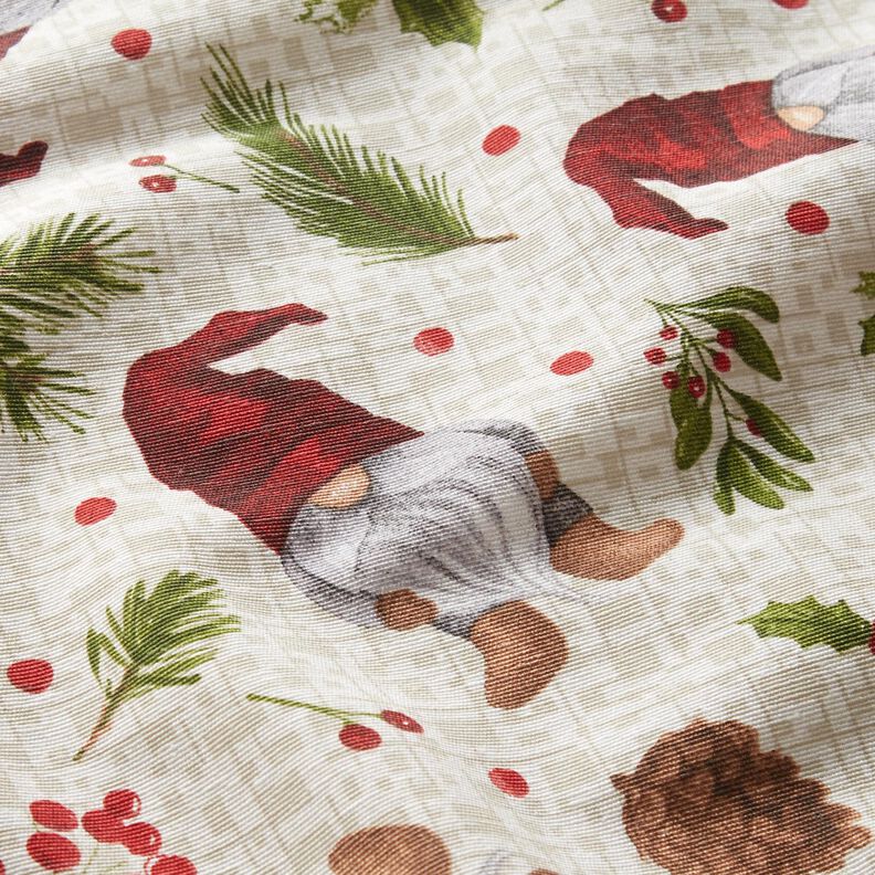 Decor Fabric Canvas Gnome with hat – light beige/dark red, image number 2