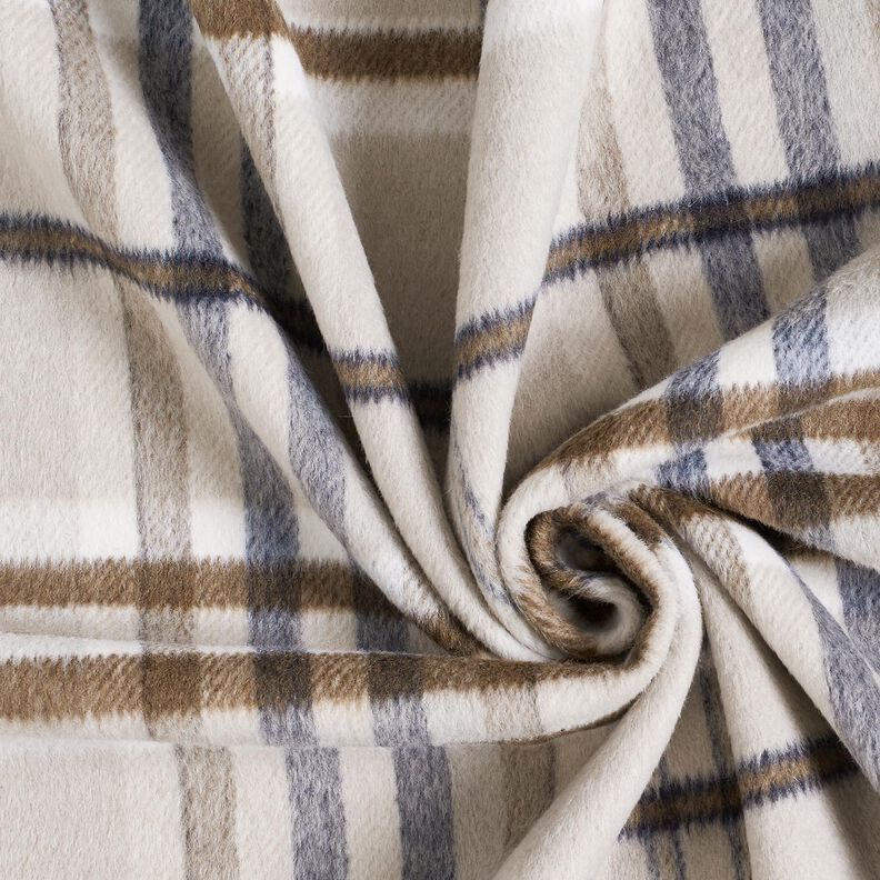 Coat Fabric Wool Blend roughened checks – light taupe/mocca, image number 4