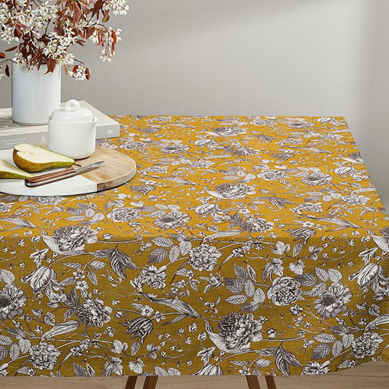 Decor Fabric Half Panama opulent plants – mustard,  image number 7
