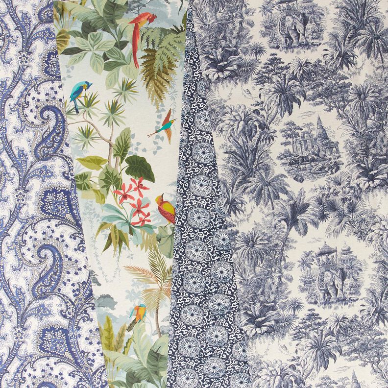 Cotton Cretonne floral mandala – white/midnight blue,  image number 5