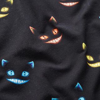 French Terry Cheshire Cat Digital Print – black/colour mix, 