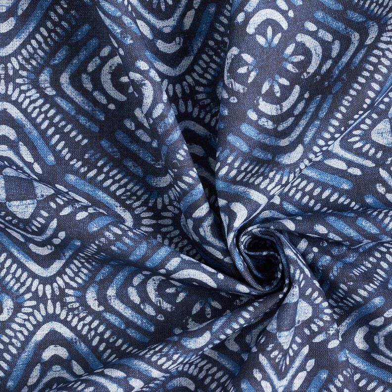 Decor Fabric Canvas Batique tiles – indigo/white,  image number 3