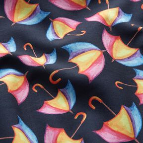 Softshell colourful umbrellas Digital Print – midnight blue | Remnant 50cm, 