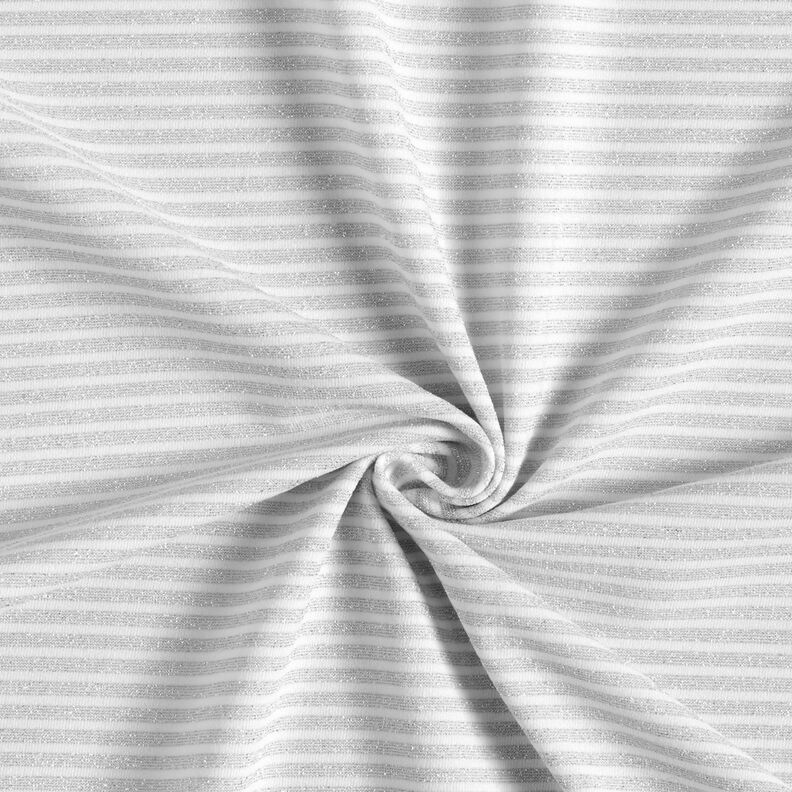 Jersey narrow glitter stripes – white/metallic silver, image number 4