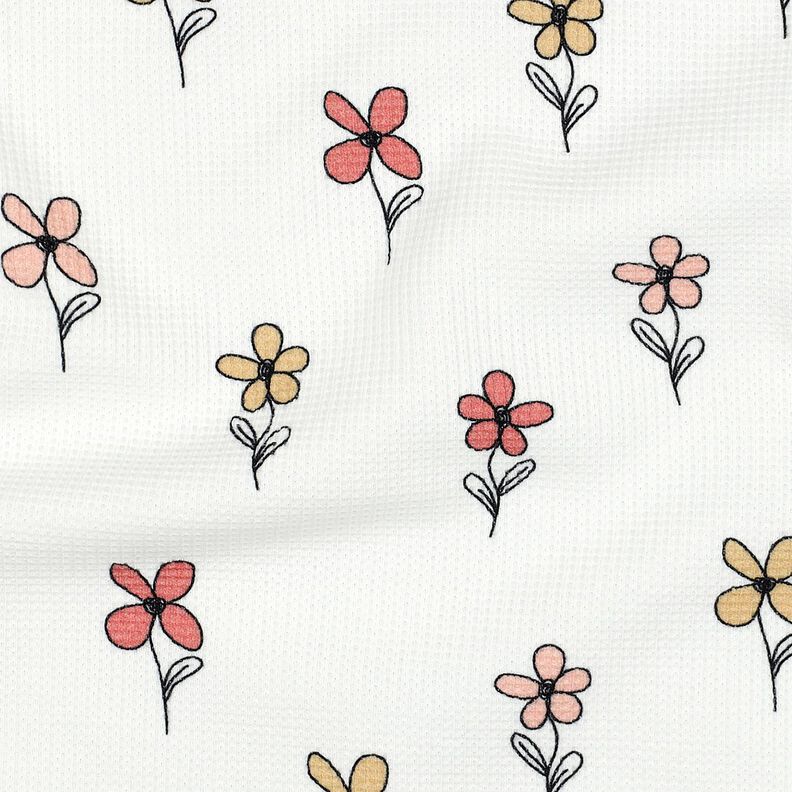 Waffle Jersey Flowers | Poppy Fabrics – ivory/apricot, image number 2