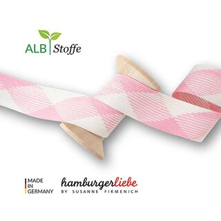Organic Braided Cord Twist Me Flat [35 mm] | Albstoffe – white/pink, 
