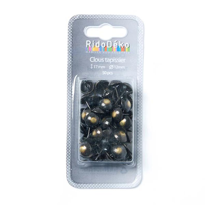 Upholstery Tacks [ 17 mm | 50 Stk.] - anthracite/antique gold metallic,  image number 1
