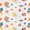 French Terry cats and aliens in space Digital Print – ivory,  thumbnail number 1