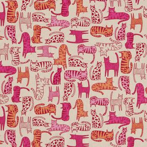 Decor Fabric Half Panama Colourful Cats – natural/purple, 
