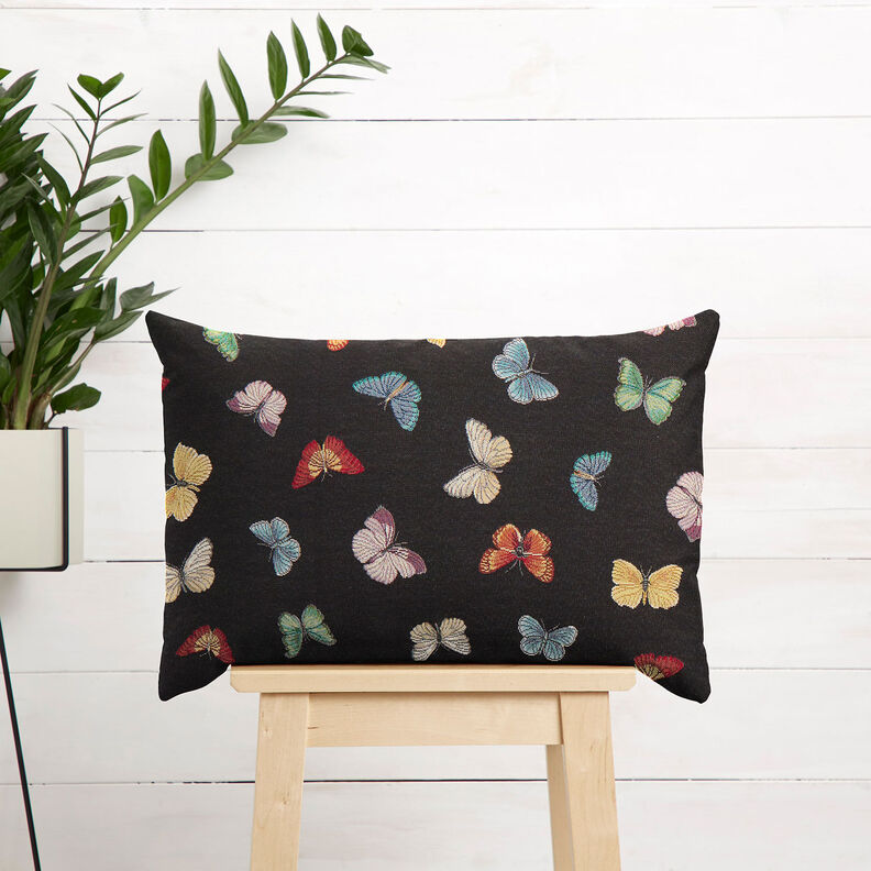 Decor Fabric Tapestry Fabric Swarm of butterflies – black,  image number 7