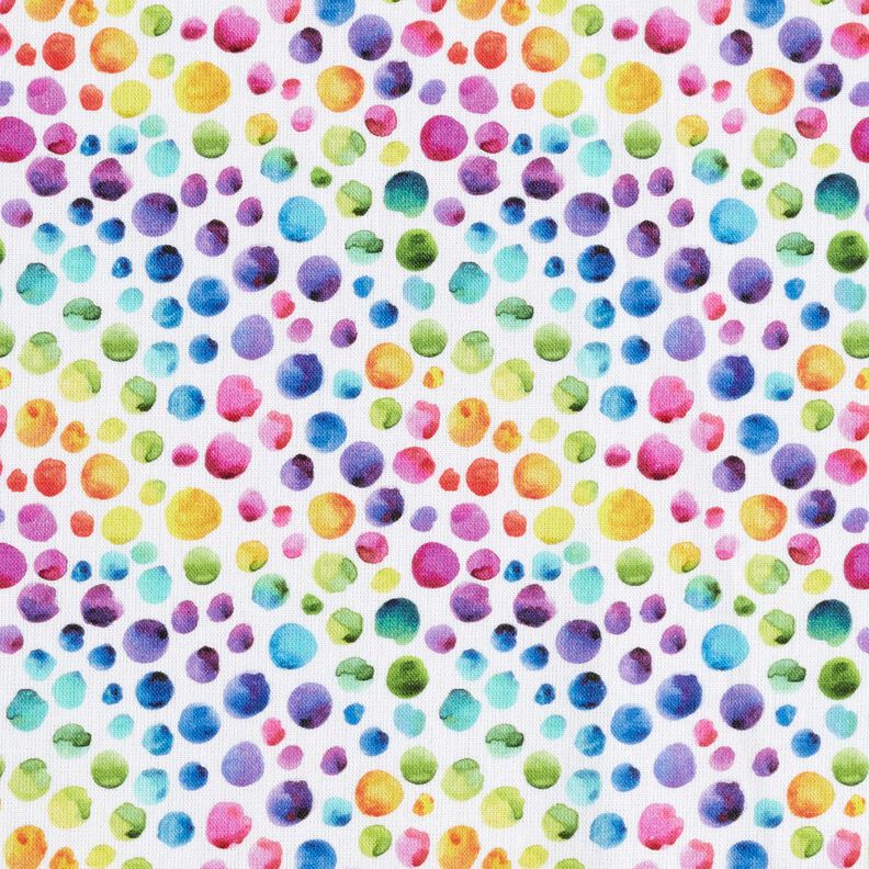 Cotton Poplin Rainbow dots Digital Print – white/colour mix, image number 1
