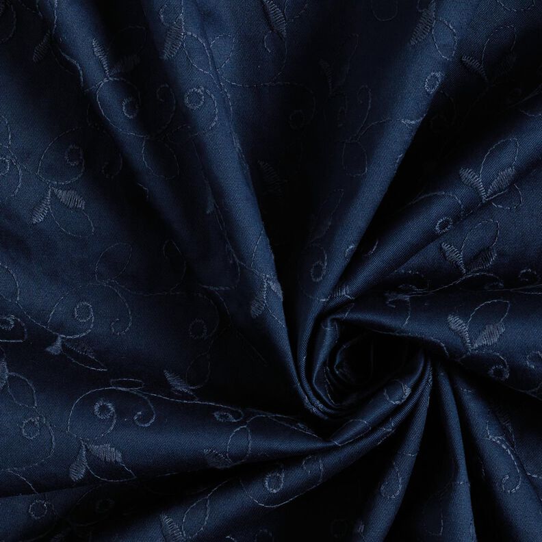 Tendril embroidery stretch gabardine – navy blue,  image number 3