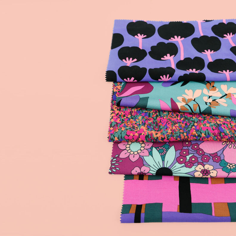 LENZING™ ECOVERO™ viscose fabric  Amira Floral | Nerida Hansen – dark green/lilac,  image number 6