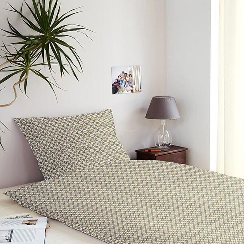 Cotton Cretonne Tile Print – fir green/curry yellow,  image number 6