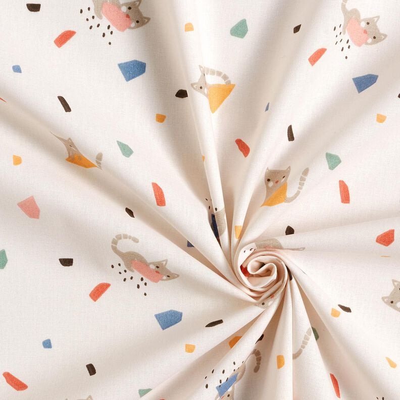 Cotton Poplin Cat Confetti – ivory/light taupe, image number 3