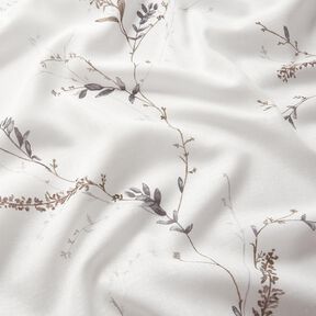 Curtain Fabric Voile Delicate branches – white/silver grey, 