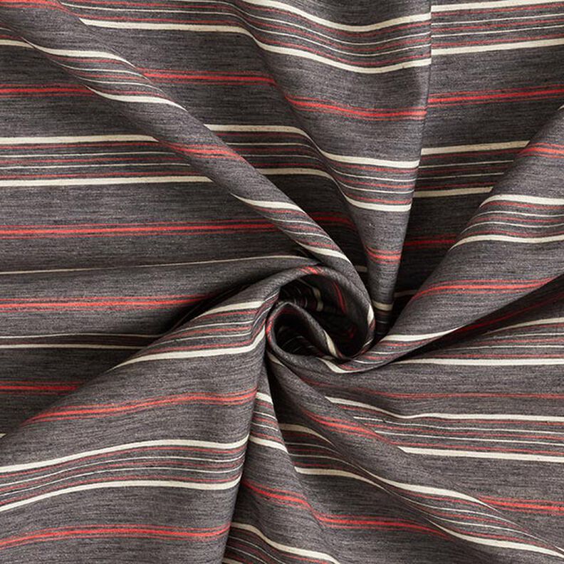 Cotton fabric irregular horizontal stripes – grey,  image number 3