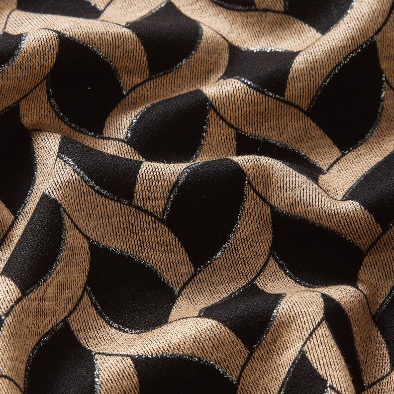 Viscose Jersey Glitter cable pattern &ndash; black/apricot,  image number 5