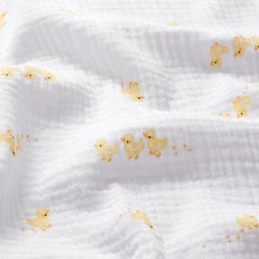 Double Gauze/Muslin cute ducklings – white/gold, 