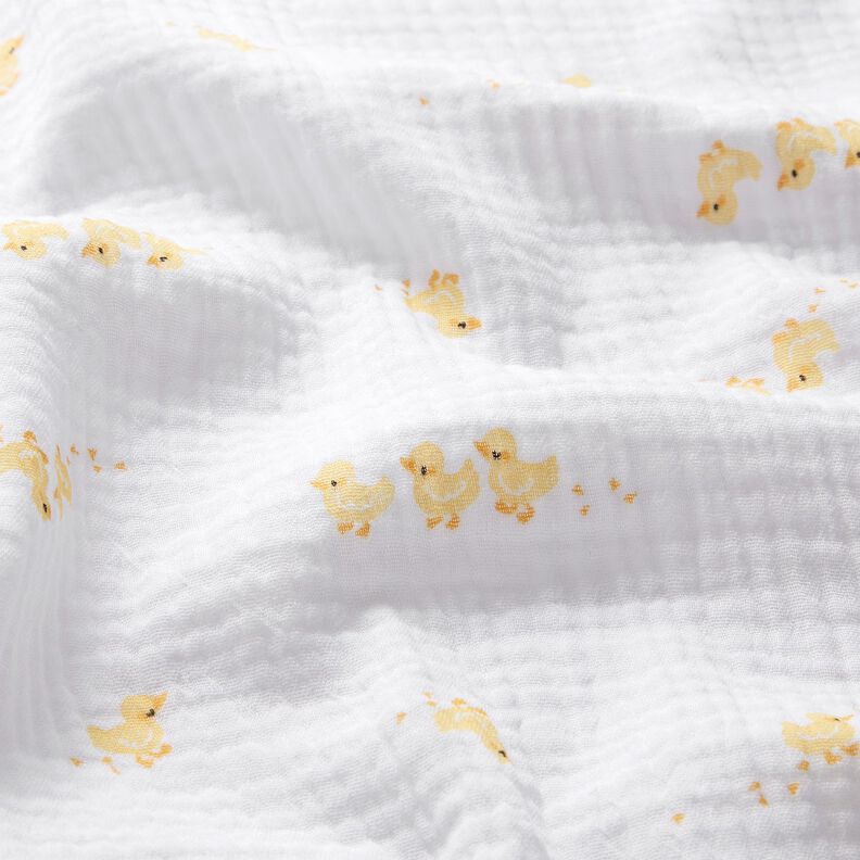Double Gauze/Muslin cute ducklings – white/gold,  image number 2