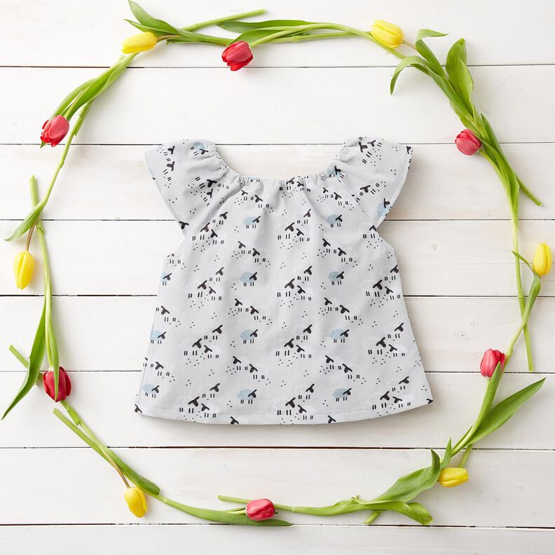 Cotton Poplin Sheep in the meadow – light grey,  image number 6
