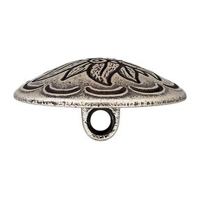 Floral Tendrils Costume Button - antique silver metallic, 