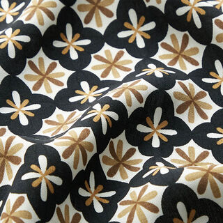 Retro Floral Print Viscose – white/black, 