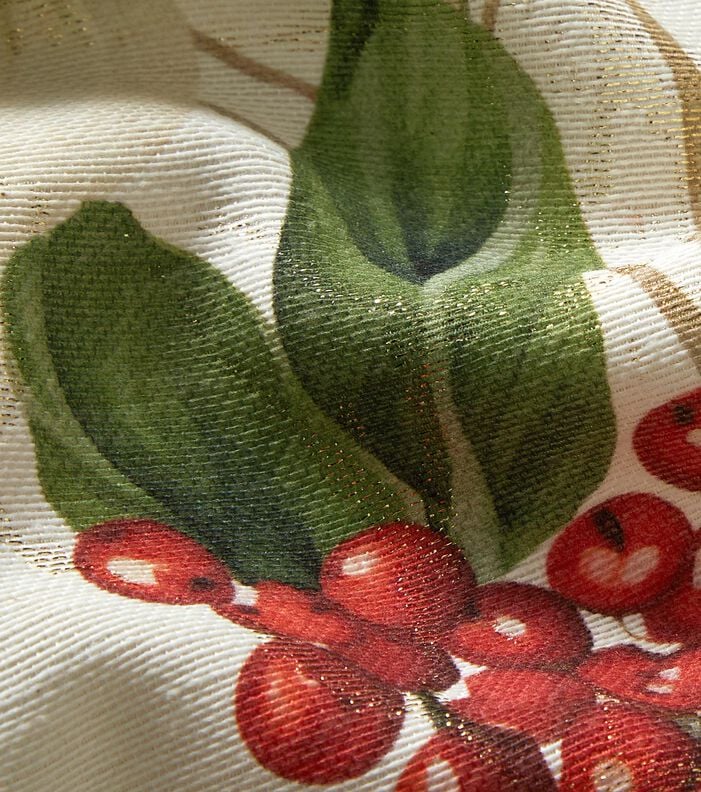 Decor Fabric Jacquard Lurex winterberry holly – natural/gold,  image number 2