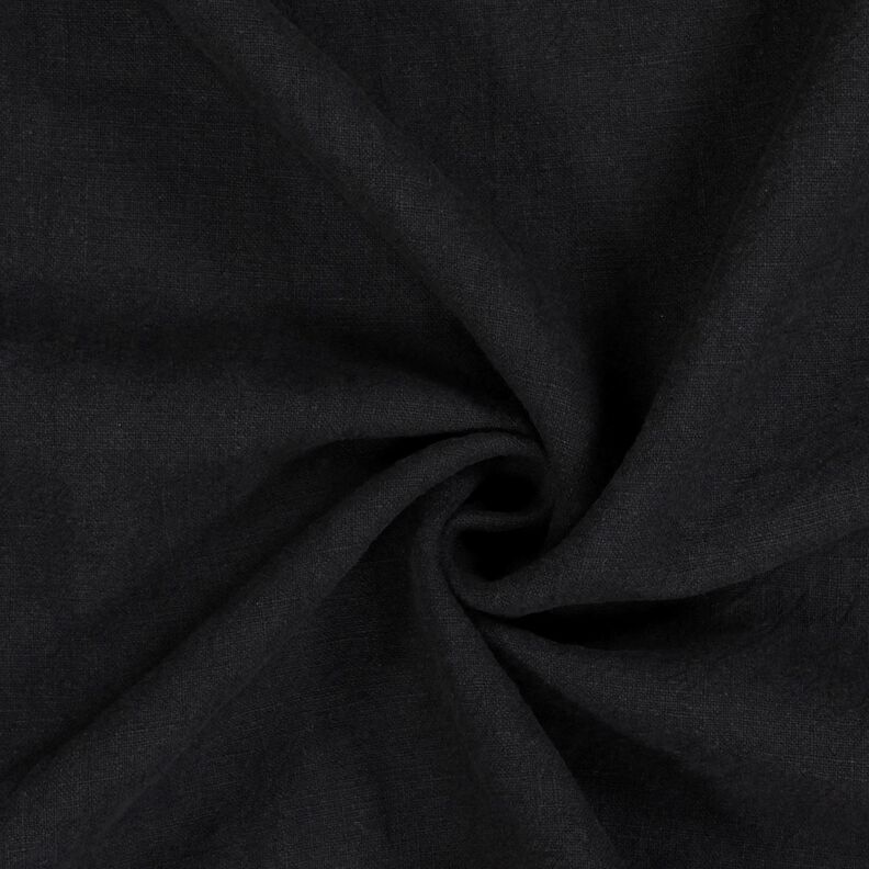 Linen fabric ramie mix stonewashed, heavy quality – black, image number 1
