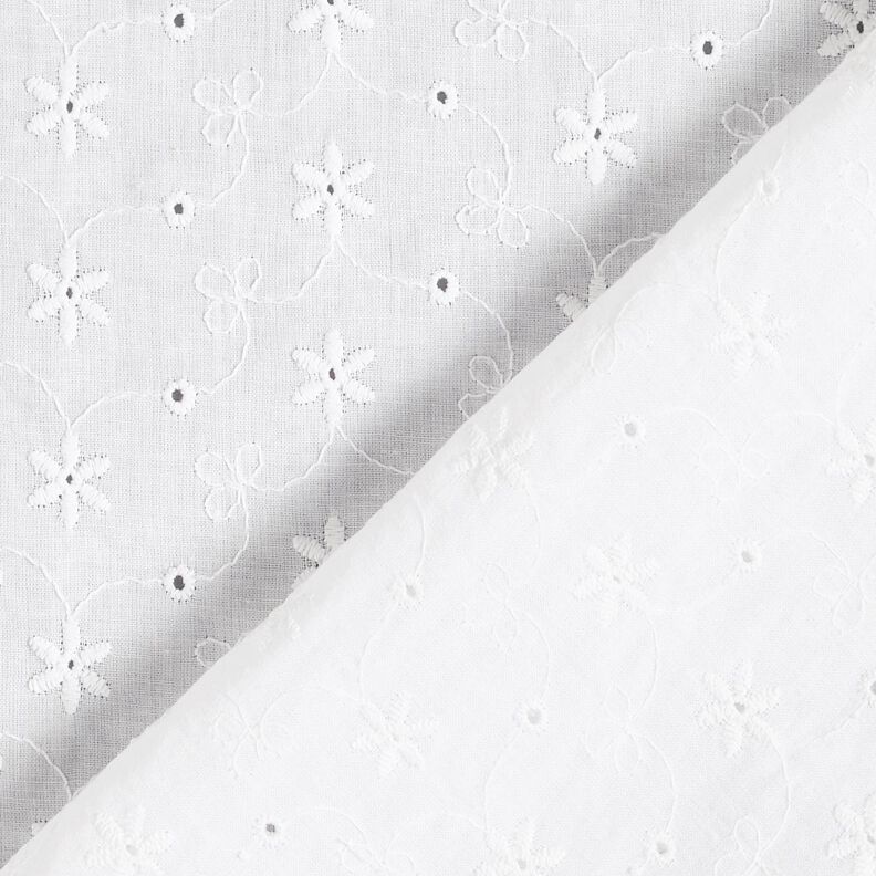 Cotton Batiste Broderie Anglaise flower tendrils – white,  image number 4