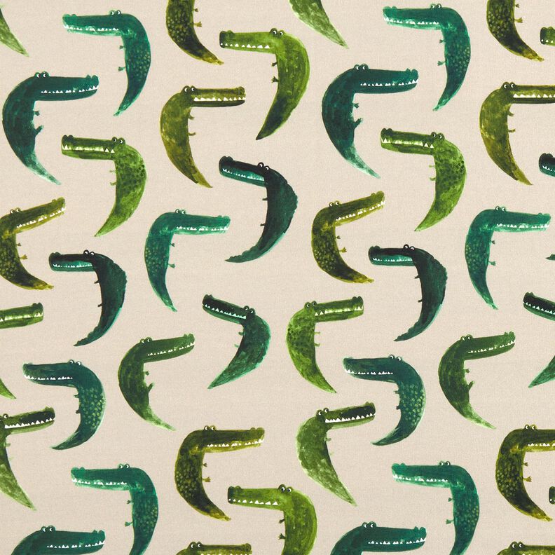 French Terry cheeky crocodile Digital Print – anemone,  image number 1