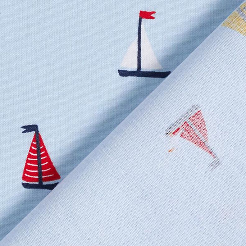 Cotton Poplin Sailboats and Seagulls – sky blue,  image number 4