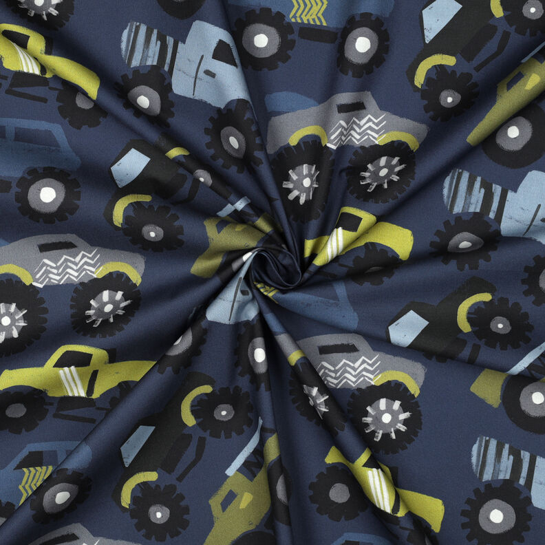 Cotton Poplin Monster trucks | Poppy Fabrics – navy blue, image number 3