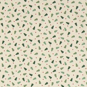 Decorative fabric half Panama small fir trees – natural, 