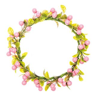 Decorative Floral Wreath with Berries [Ø 12 cm/ 17 cm] – pink/green, 