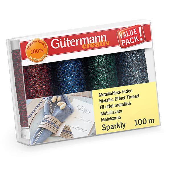 Sparkly Sewing Thread Set [4 spools at 100m] | Gütermann,  image number 1
