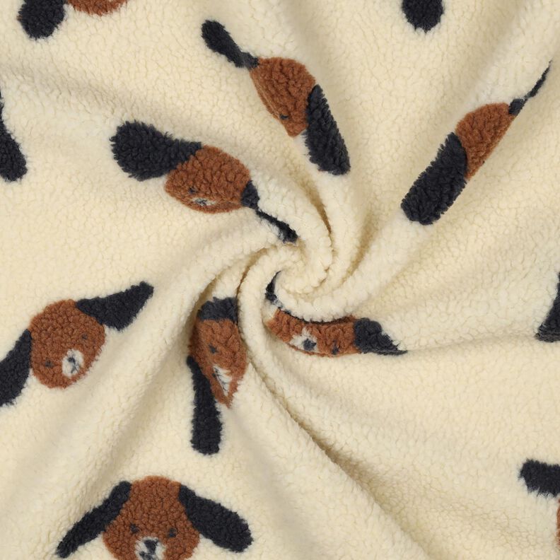 Teddy Fur Dog Heads | Poppy Fabrics – light beige/black brown, image number 3