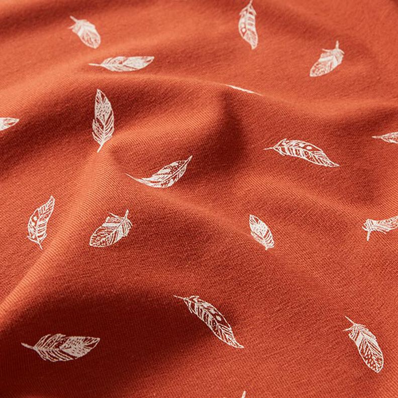 Cotton jersey feathers – terracotta,  image number 2