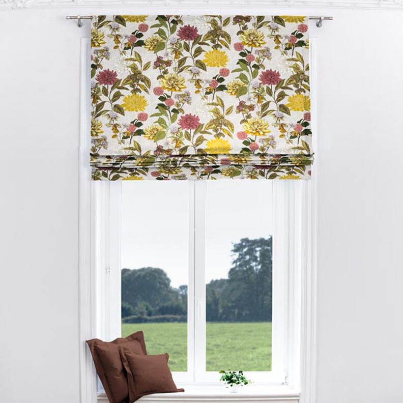 Decorative Panama fabric floral print – misty grey,  image number 5