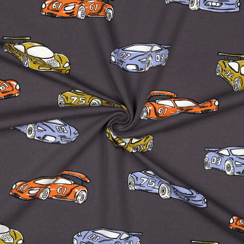 French Terry Racing Cars | Poppy Fabrics – grey, image number 3