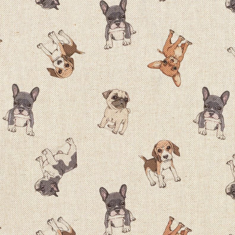 Decor Fabric Half Panama puppies &ndash; natural/grey,  image number 1