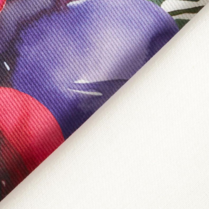 Decorative Panel Twill watercolour flowers – ivory/berry,  image number 4